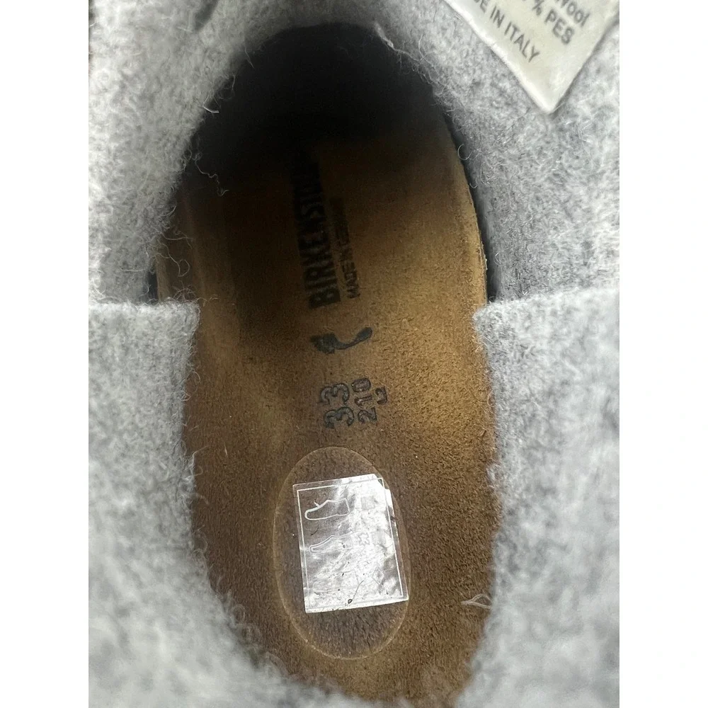 Birkenstock Andermatt Slipper Boot Light Gray Kids Size 2 Wool Felt House Shoes